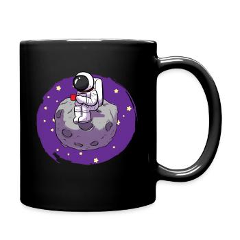 Astronauten trinkt Kaffee Kaffeesüchtiger - Tasse einfarbig - Schwarz - Rechts