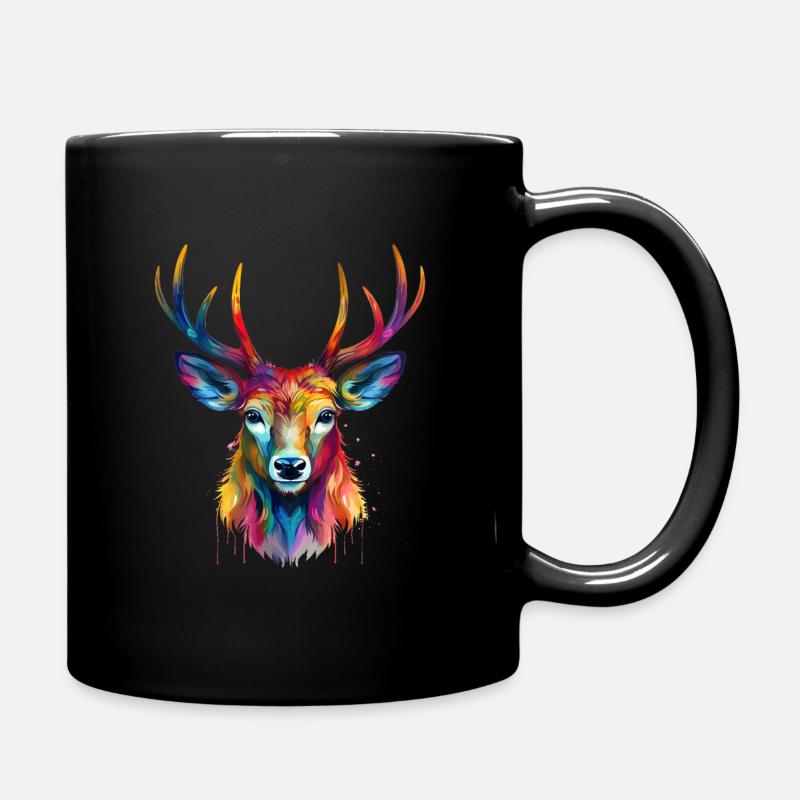 Bunter tropfender Hirsch - Tasse einfarbig - Schwarz