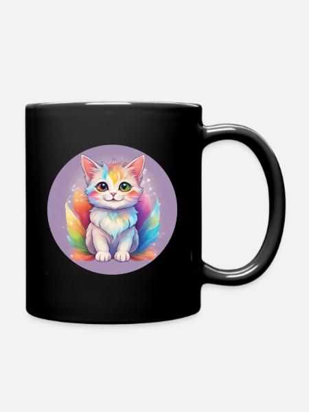 Regenbogen Mieze - Tasse einfarbig - Schwarz