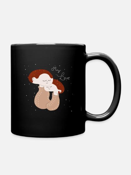 My Love, Mutter und Kind Illustration - Tasse einfarbig - Schwarz