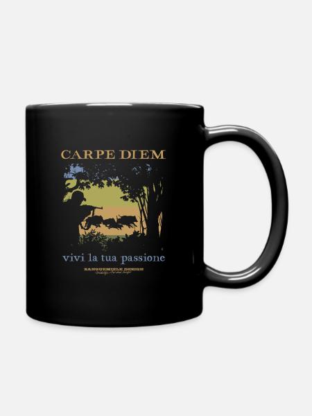 Carpe Diem, vive tu pasión - jabalí - Taza monocolor - negro