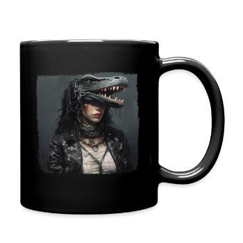 Vintage Dino Girl - Tasse einfarbig - Schwarz - Rechts