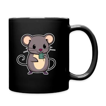 MAUS RATTE NAGER TEEBEUTEL HAUSTIER KATZE NIEDLICH - Tasse einfarbig - Schwarz - Rechts