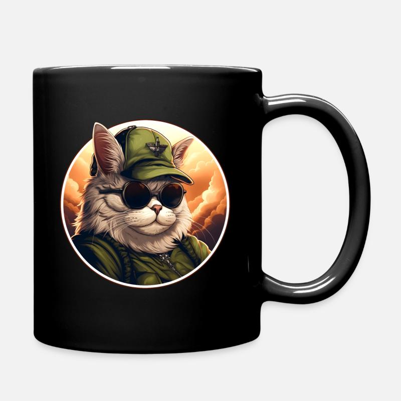 Chat avec casquette - Mug uni - noir