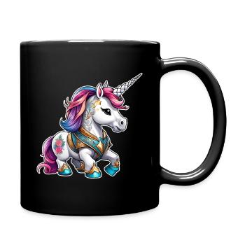 Licorne arc-en-ciel mignonne avec tatouages - Mug uni - noir - Droite