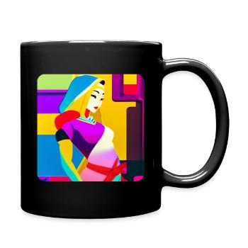 Bunte Frau im Retro Pop-Art Design - Tasse einfarbig - Schwarz - Rechts