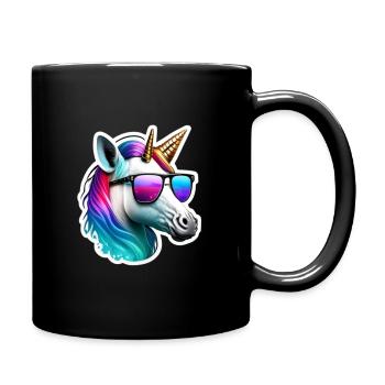 pride sticker unicorn with glass removebg preview - Tasse einfarbig - Schwarz - Rechts