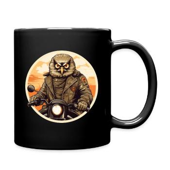 Motorcycle Owl - Full Colour Mug - black - Right