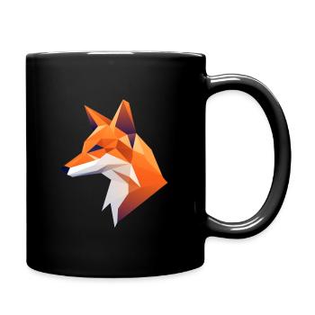 Fuchs Kopf Low Poly Logo Design - Tasse einfarbig - Schwarz - Rechts