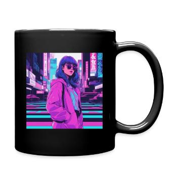 Vaporwave Anime Fille - Mug uni - noir - Droite
