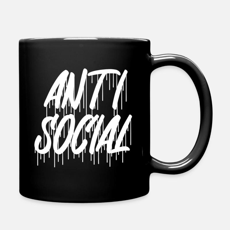 Anti Social Lettering Logo Graffiti with Drips - Full Colour Mug - black