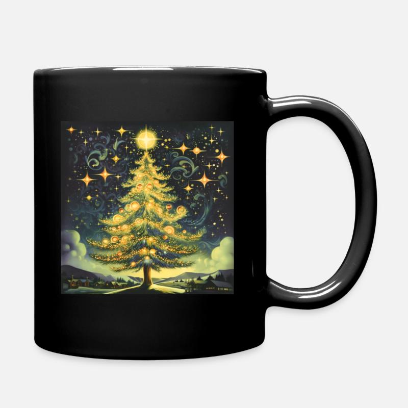 Vintage-Weihnachtsbaum - Tasse einfarbig - Schwarz
