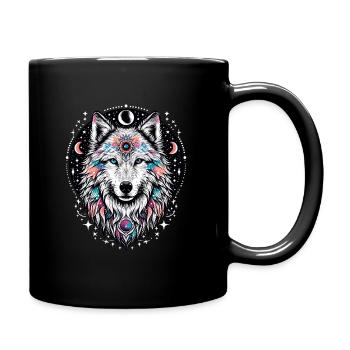 LOUP, COSMIQUE, UNIVERS, PLANÈTE, ÉTOILES, GALAXIE, MONDE - Mug uni - noir - Droite