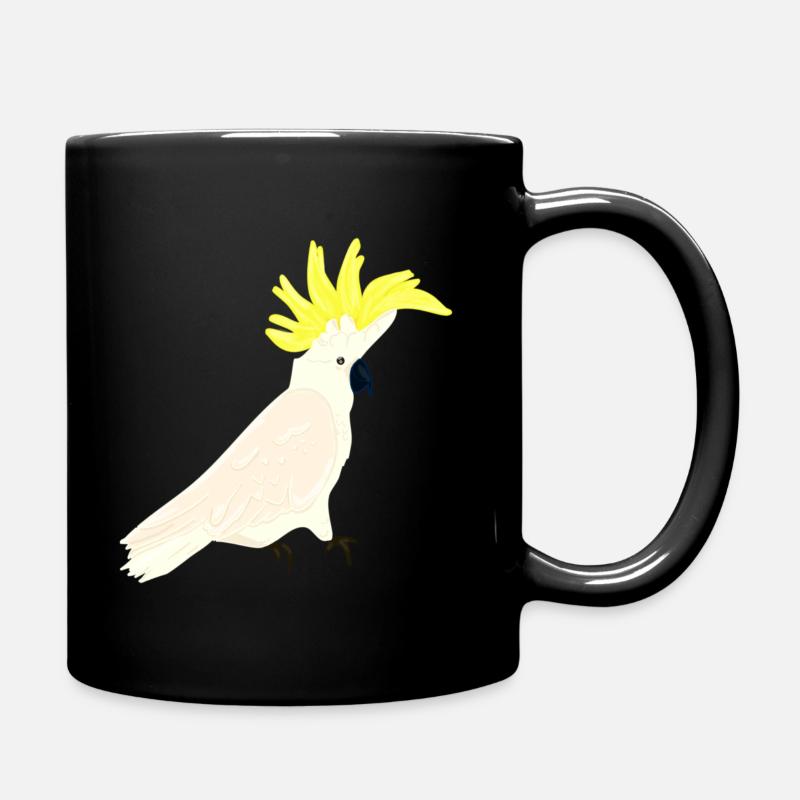 Cacatoès, Perroquet, Oiseau, Cacatoès à crête jaune - Mug uni - noir