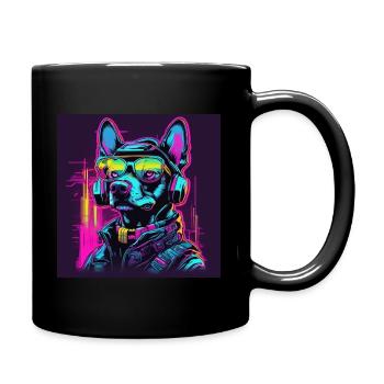 Spielender süsser Hund - Tasse einfarbig - Schwarz - Rechts