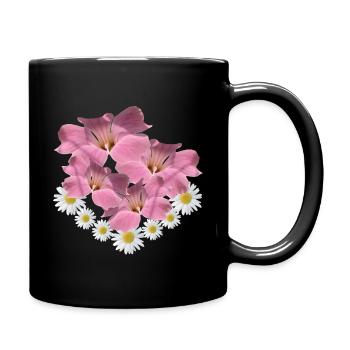 Margerite Blume pink Blumenranke Gänseblümchen - Tasse einfarbig - Schwarz - Rechts