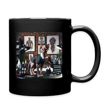 Katze Sphynx Tattoo - Tasse einfarbig - Schwarz - Rechts