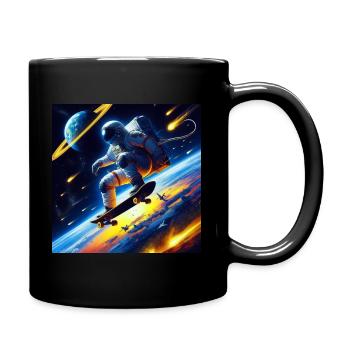 Astronaut skateboarding in space - Full Colour Mug - black - Right