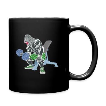 Monkey, Gorilla, Bodybuilder Monkey, Fitness, Comic - Full Colour Mug - black - Right