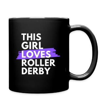 Cette fille aime le roller derby - Mug uni - noir - Droite