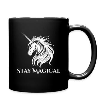 Stay Magical - weiß - Einhorn Motivation! - Tasse einfarbig - Schwarz - Rechts