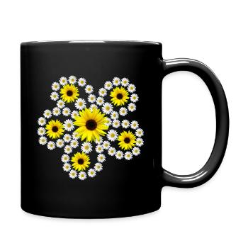 daisies, sunflowers, blossom, daisies, floral - Full Colour Mug - black - Right