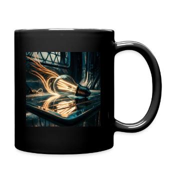 Glühbirne Die Glühbirne befindet sich auf einem Glasspiegel - Tasse einfarbig - Schwarz - Rechts