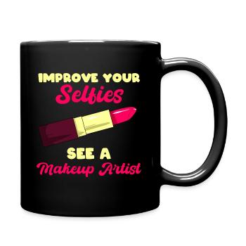Lustiger Maskenbildner Kosmetiker - Tasse einfarbig - Schwarz - Rechts