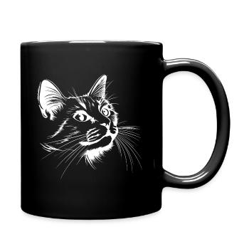 Cat, Cat Motif, Cat Face - Full Colour Mug - black - Right