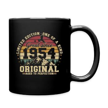 1954 Jahrgang geboren Geburtstag Geschenk - Tasse einfarbig - Schwarz - Rechts