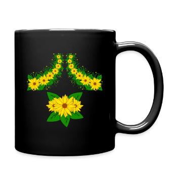 Sunflower Flower Vine Blossom Floral Pattern Yellow - Full Colour Mug - black - Right