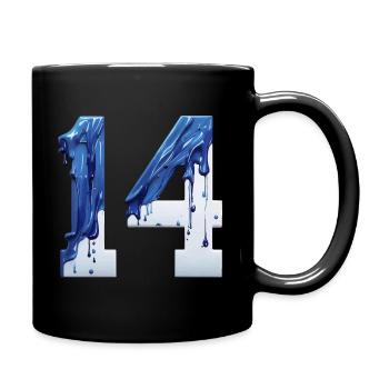 NON. 14 NUMÉRO 14 BLEU BLANC 14E ANNIVERSAIRE - Mug uni - noir - Droite