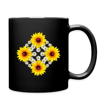 Fleur d’échinacée avec fleur de marguerite - Mug uni - noir - Droite