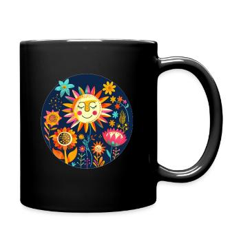 Niedliche Sonne - Tasse einfarbig - Schwarz - Rechts