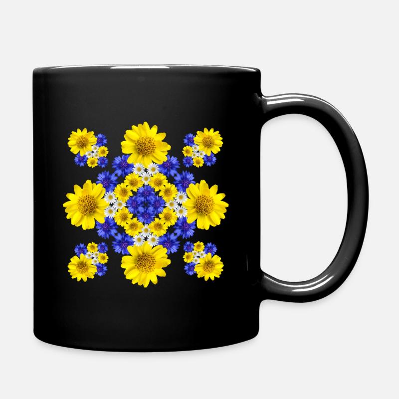 Blumenranke Blumenmuster Blüte blumig floral Blume - Tasse einfarbig - Schwarz