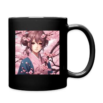 Weiblicher Charakter Universum Manga Kawaii Blumen - Tasse einfarbig - Schwarz - Rechts
