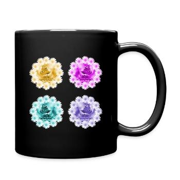 Daisies Butterflies Flower Floral Pattern - Full Colour Mug - black - Right