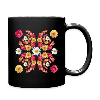 Zinnia daisy floral pattern floral zinnias blossom - Full Colour Mug - black - Right