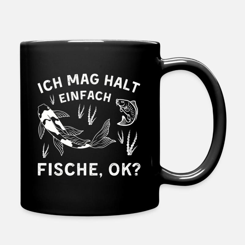 Fisch Angler Fischmotiv Spruch - Tasse einfarbig - Schwarz