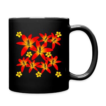 colorful floral pattern blossom floral floral flower - Full Colour Mug - black - Right