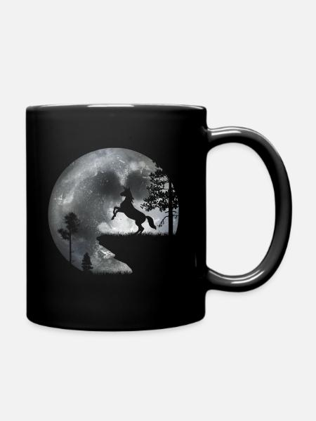 Unicorn in the moonlight - Full Colour Mug - black