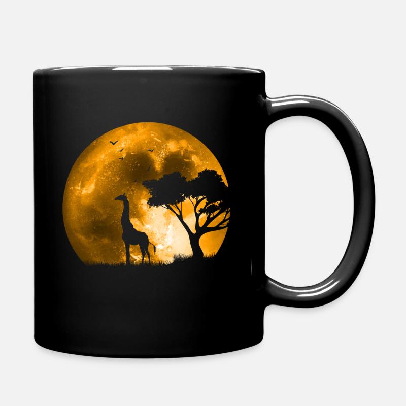 Giraffe in the moonlight - Full Colour Mug - black