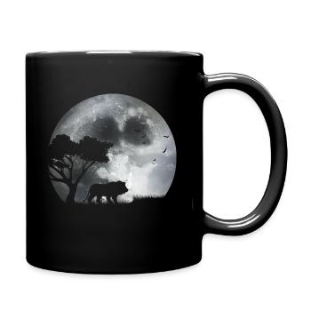 Lion in the moonlight - Full Colour Mug - black - Right
