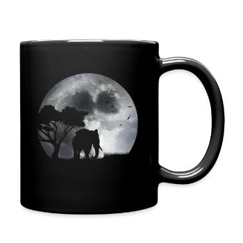 Elephant in moonlight - Full Colour Mug - black - Right