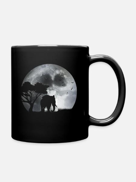 Elefant in moonlight - Tasse einfarbig - Schwarz