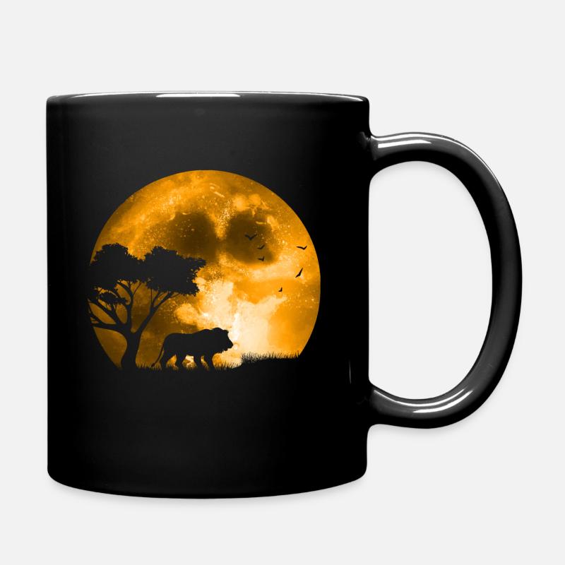 Lion In Moonlight - Full Colour Mug - black
