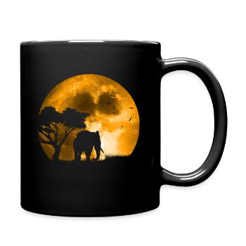Elephant in the moonlight - Full Colour Mug - black - Right