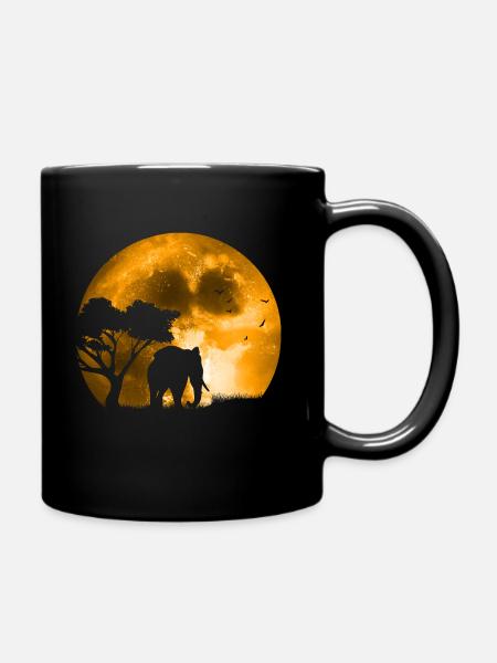 Elefant im Mondschein - Tasse einfarbig - Schwarz