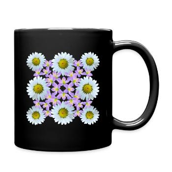 Blumenmuster Gänseblümchen Blume Blumenranke Blüte - Tasse einfarbig - Schwarz - Rechts