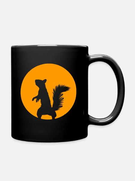 Eichhörnchen im Mondschein - Tasse einfarbig - Schwarz